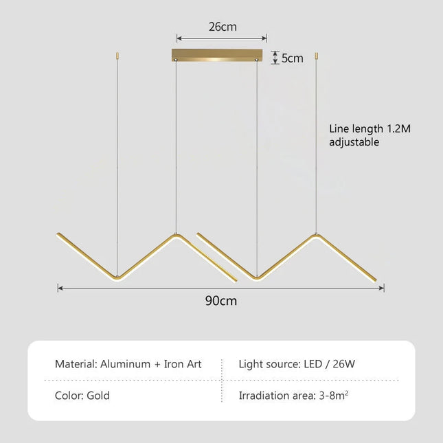 Modern LED Pendant Light Gold/Black Long Line Pendant Light for Restaurant Study Kitchen Office Coffee Home Decoration Luxury