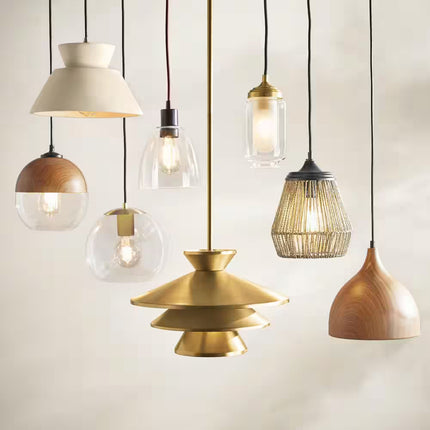 Kawena 60-Watt 1-Light Robusta Wood Tropical Mini Pendant Light with Clear Glass Shade and No Bulbs Included