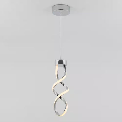 Swirl 13-Watt 1 Light Chrome Modern Integrated LED Mini Pendant Light Fixture for Kitchen Island