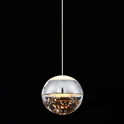 Modern Crystal Pendant Light: Chrome Mini Globe Hanging Light Fixture for Kitchen Island Bathroom