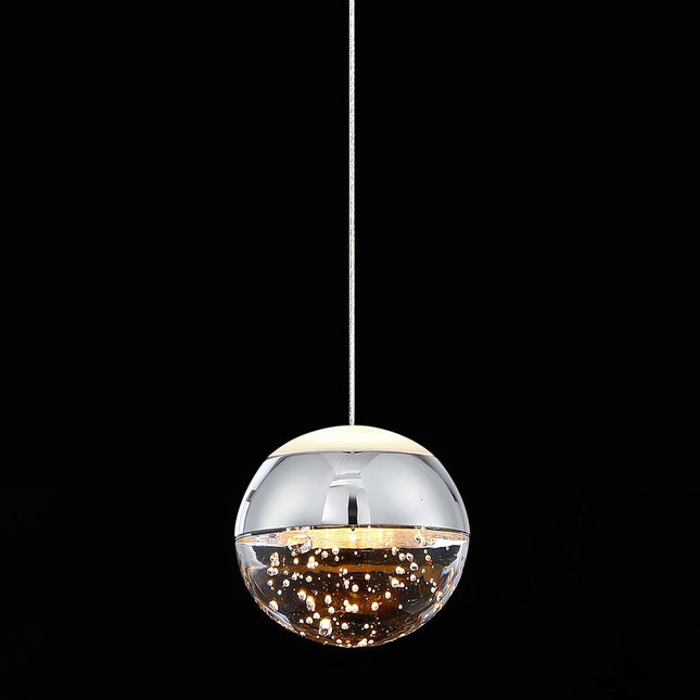 Modern Crystal Pendant Light: Chrome Mini Globe Hanging Light Fixture for Kitchen Island Bathroom