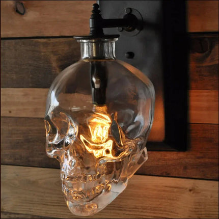 Creative Clear Glass Skull Pendant Lamp Retro Suspension Light Wall Sconce Hotel Cafe Bar Loft Hanging Ceiling Chandelier