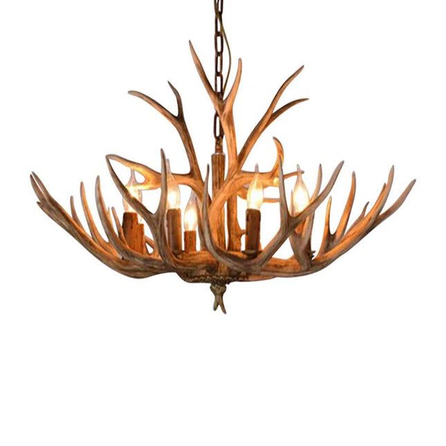 Escher Retro Antler Resin Chandelier Countryside Pendant Light