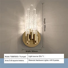 Modern Fantasy staircase lighting kitchen K9 crystal wall lamp sconces led Night lights housing glass decor bedroom lighting