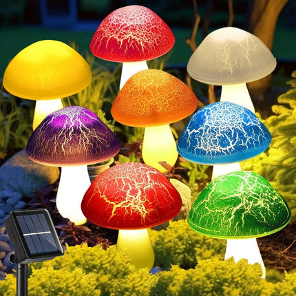 Solar Mushroom Light Garden Outdoor Decor 8 Heads Waterproof Mushroom Lamp Pathway Landscape Yard Easter Halloween Xmas Sunlight
