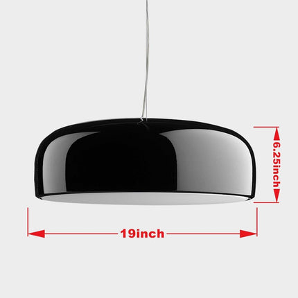 Modern Bowl Pendant Light Fixture for Dinner Room Bedroom Living Room W19 XH6.3 Black