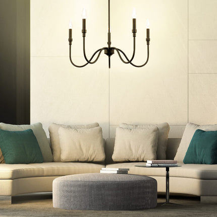 5-Light Farmhouse Chandelier Lighting Fixture, Linear Pendant Light for Kitch...