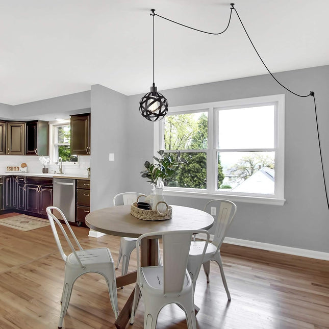 Plug in Pendant Light Fixtures Small Orb Chandelier 1 Light Black Chandeliers for Dining Room