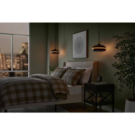Ryker 1-Light Matte Black Barn Integrated LED Pendant Light with Night Light