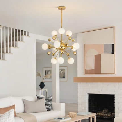 Lighting Sputnik Chandelier Lighting Fixture Gold Mid Century Modern Hanging Pendant Light, Frosted Glass Modern Ceiling Pendant Light Living Room Dining Room (11 Lights)
