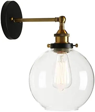 Sconce Vintage Industrial 1-Light Rustic  Mount Light Fixture with 7.9" Round Clear Glass  Shade (Antique)