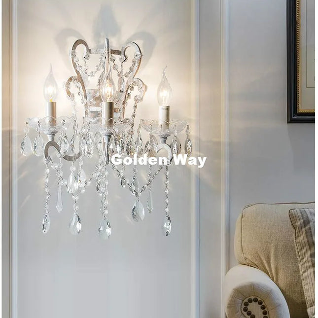 Nordic Deco Silver/Golden Brush AC Crystal American Style E14 Wall Light Lamp Bedroom Home Wall Sconce Lighting 100% Guaranteed