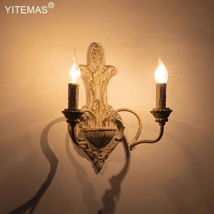 Retro Wooden Wall Lamps Vintage Bedroom Bedside Wall Sconce With 2 Lights Loft Interior Wood Wall Lighting Fixtures For Home