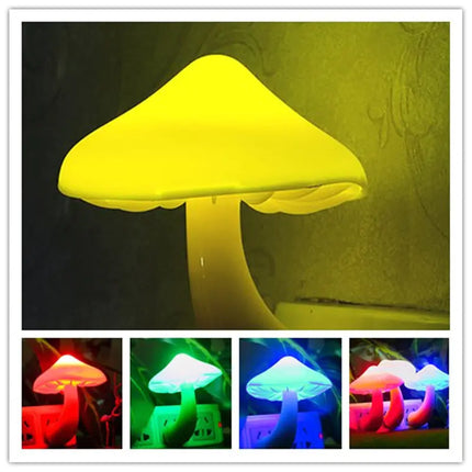 Light-Controlled Colorful Mushroom Night Light Lamp